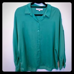 LOFT Green Long Sleeve Button Down - XL